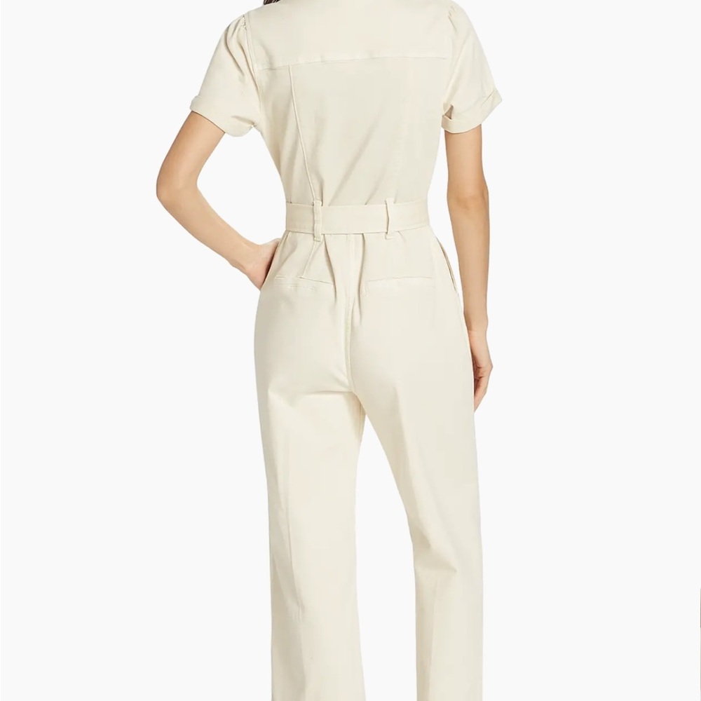 NEW Paige Anessa Stretch-Denim Cream Jumpsuit - Picture 6 of 16